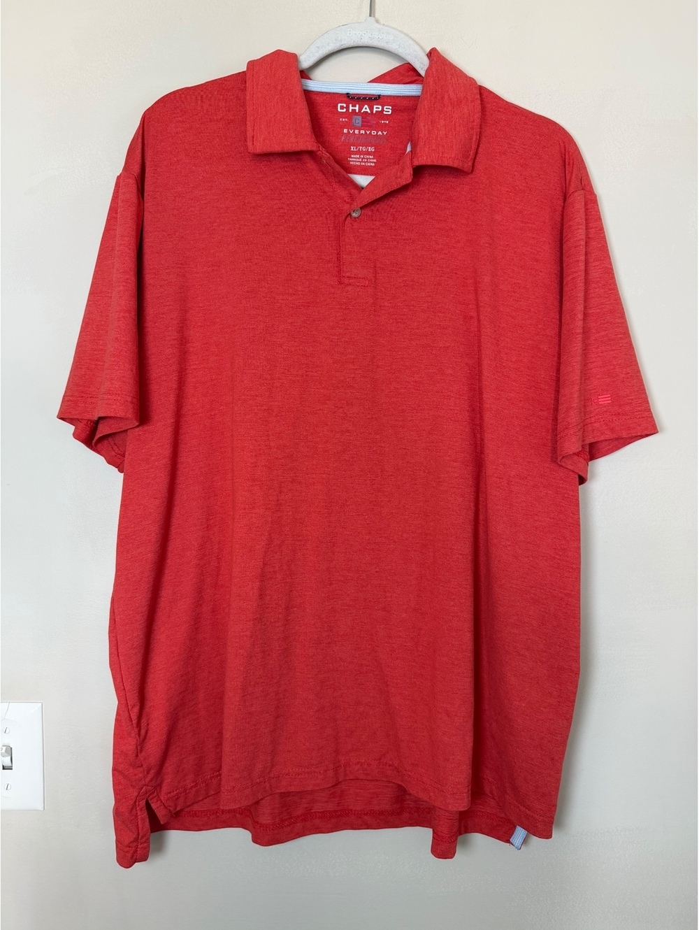 Chaps Men's XL Red Heathered Performance Polo Shirt.Golf. Outdoor.
